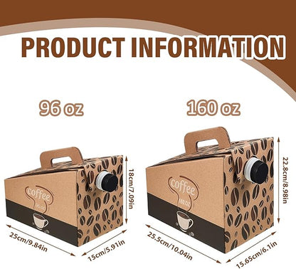 Dandat 20 Pcs 160 oz Disposable Coffee Dispenser Box with Spout, Insulated Cardboard Beverage Container for Catering Events Office Meetings Hot Cold Drinks