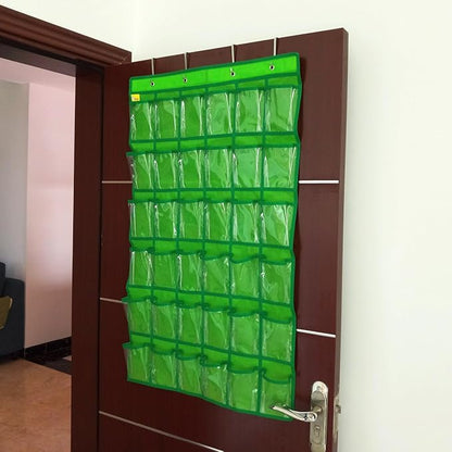 NIMES Hanging Closet Underwear Sock Jewelry Storage Over The Door Classroom Cell Phone Calculator Organizer 36 Clear Pockets (Green)
