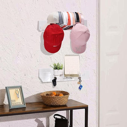 Acrylic Hat Racks for Baseball Caps Wall, 2 Pack Hat Organizer for 50 Baseball Caps Holders, Sturdy Clear Wall Mounted Storage Organizer