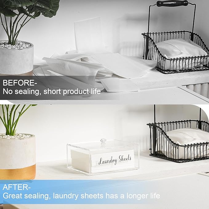 VOTLEVT Acrylic Laundry Detergent Sheets Holder, Laundry Sheets Holder with Lid, Laundry Sheets Container Laundry Room Organizers