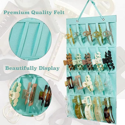 Hair Claw Clip Organizer Turquoise Hair Claw Clip Holder Organizer Accommodates 20 Clips for Bedroom Door, Wall, Storage Organizer