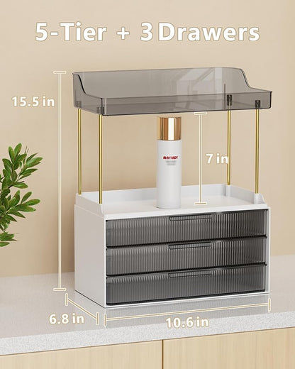 Anylady Bathroom Organizers and Storage, Makeup Organizer (Sturdy Durable Attractive), Ideal for Vanity, Countertop, Counter, Perfume, Skincare, Cabinet, Cosmetic, Dresser Organizer (Black)