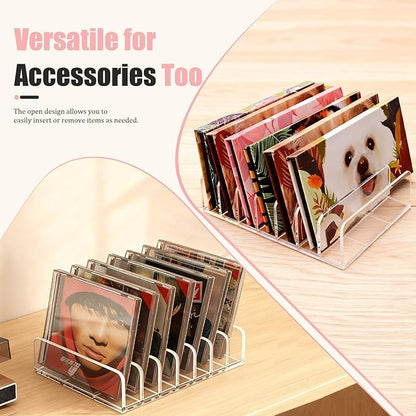 2-Pack Acrylic Makeup Palette Organizer, 7-Slot Eyeshadow Palette Storage, Clear Display Case for Vanity Drawer Countertop, Cosmetic Organizer for Makeup Brushes, Lipstick, Blush Kits