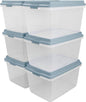 Hefty HI-RISE Stackable Storage Bins - Under Bed Storage Containers with Lids, Shoe Organizer, Plastic Storage Bins, Clear Shoe Boxes with XL Lid-Locking Latches, Durable Double Rim - 72qt (6 Pack)