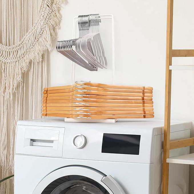 Hanger Holder Stand Clothes Hanger Organizer for Home Organization, Hangers Stackers RV Rack Stand Caddy for Velvet Felt Plastic Coat Hangers Adult Kids Pant Hangars Dorm Room Essentials, 2 Pack White