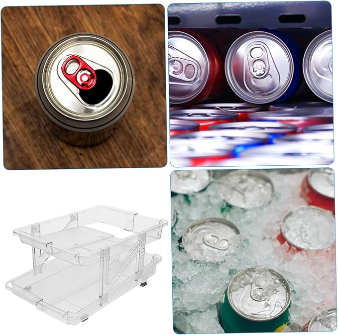 Double Telescopic Soda Can Organizer Versatile Beverage Storage Rack for Refrigerator Can Holder for Kitchen Office and Living Room Efficient Design for Easy Access