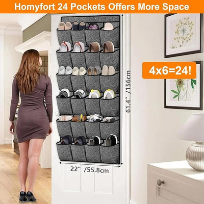 for Over Door Shoe Organizer 24 Pocket Hanging Closet Rack Storage Holder Black, Shoe Organizer, Hanging Closet Rack, Storage Holder