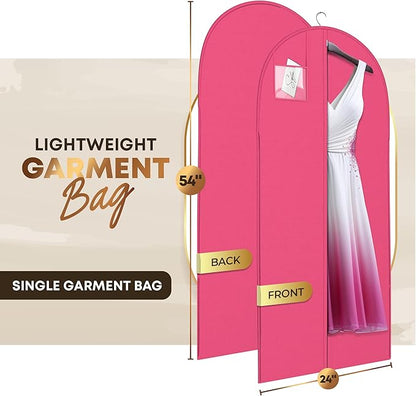 Luxury On the Go Black Suit Bag, Dress, and Travel Gown Garment Bags – 54" Hanging Garment Bag with Clear ID Window – Lightweight & Tear-Resistant – 3 Pack for Dresses, Prom, Evening Gown