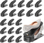 TOPNEW 20 Pack Shoe Slots Organizer Shoe Stacker for a Pair of Shoes 4 Levels Adjustable 50% Shoe Space Saver Double Layer Shoe Rack Organizer for Closet (Black)