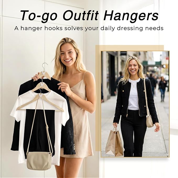 HOUSE DAY Space Saving Hangers 20 Pack, Clear Clothes Hanger Connector Hooks, Heavy Duty Hangers Space Saver, Premium College Dorm Room Essentials, Closet Organizers and Storage