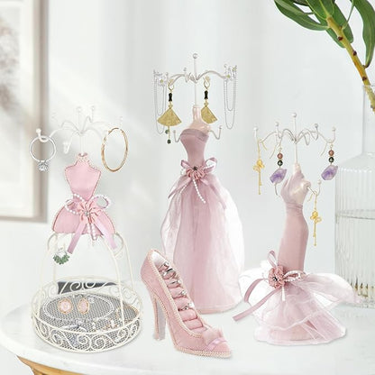 Jewelry Stand Holder, Hanging Jewelry Organizer Elegant Lady Model Earring Necklace Towers Mannequin Princess Dress Rack for Bracelets Earrings Rings Women Girls
