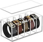 FEMELI Belt Organizer, Acrylic Belt Storage for Closet with Lid, 5 Compartments Belt Container Display Holder for Drawer, Tie Case for Women Men Home