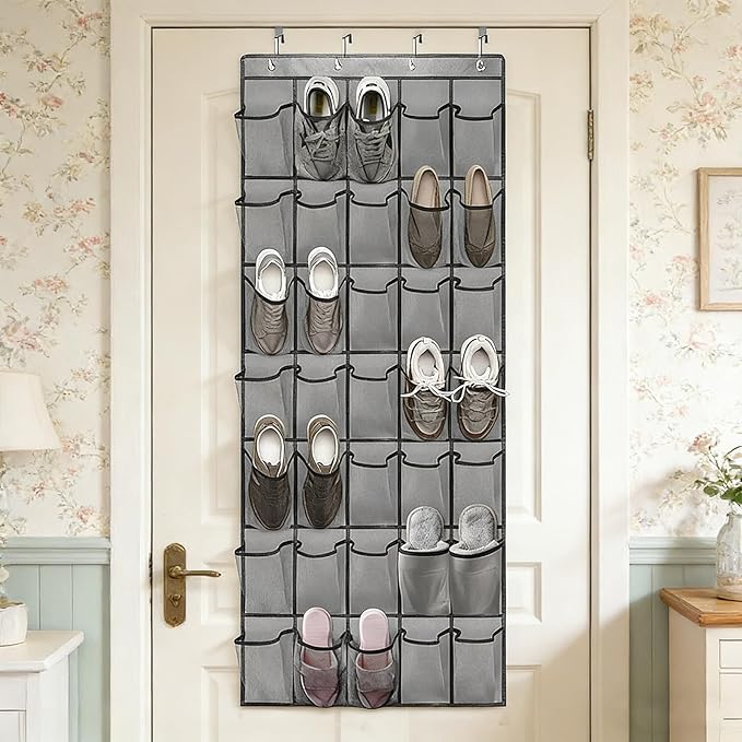 Over-the-Door Shoe Organizer 35 Pockets Mesh Breathable Storage Hanging Shoe Storage with Hooks for Door Closet Dorm Room