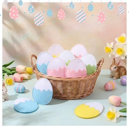24 Pcs Silverware Holder Utensil Cutlery Holder Felt Eggs Colorful Tableware Bags Reusable Egg Shaped Container Silverware Pouch Bags for Knife Forks Organizer