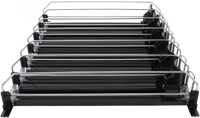 Zerodis 6Pcs Fridge Drink Organizer, Can Water Bottle Drink Dispenser Automatic Beverage Pusher Beverage Thruster Beer Supermarket Shelf Thrusters Convenience Store Freezer (Black)
