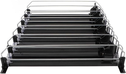 Zerodis 6Pcs Fridge Drink Organizer, Can Water Bottle Drink Dispenser Automatic Beverage Pusher Beverage Thruster Beer Supermarket Shelf Thrusters Convenience Store Freezer (Black)