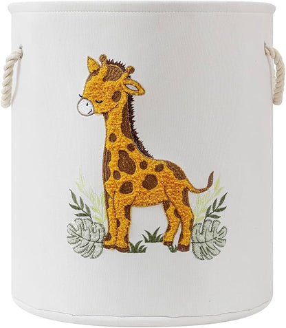 Kids Laundry Basket Baby Hamper for Nursery, Canvas 58L Large Dirty Clothes Hampers with Drawstring Closure, Jungle Theme Baby Basket, Animal Baskets Toy Laundry Hamper, Safari Nursery Decor, Giraffe