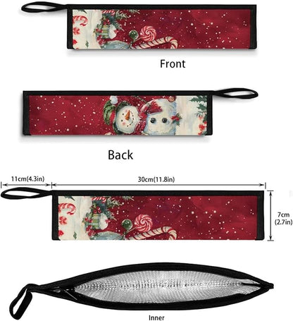 COEQINE Chrismtas Utensil Case for Women Fashion Kitchen Leafproof Replacement Portable Travel Silverweare Bag Portable Leaf-proof Soft Foldable With Keychain,Snowman