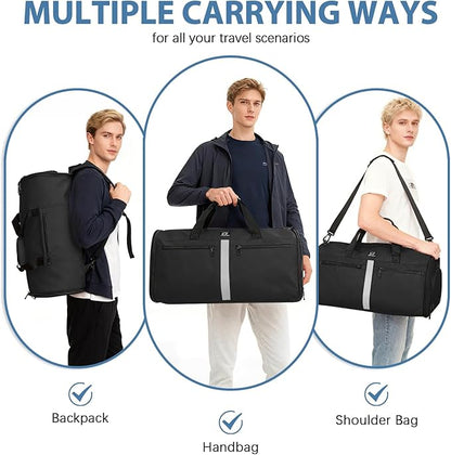 Garment Bags for Travel,50L Carry on Convertible Garment Duffle bag with Shoulder Strap,3 in 1 Hanging Suit Travel Bag with Shoulder Strap