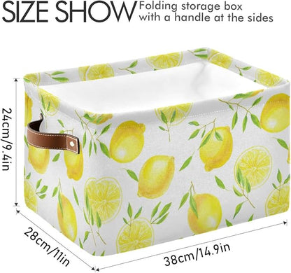Fresh Lemons Pattern Rectangle Storage Bin, 15 x 11 x 9.5 in, Collapsible Organizer Storage Basket for Home Décor