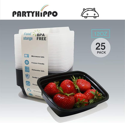 Small Meal Prep Containers Single Lids, 12 OZ [25-Pack] Food Storage Bento BPA Free | Stackable | Reusable Lunch Boxes, Microwave/Dishwasher, Freezer Safe,Portion Control (12 OZ 25 pack)