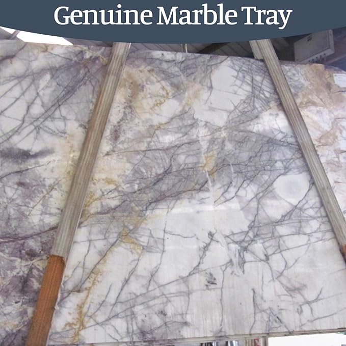 Koville Natural Marble Tray, 12"x6" Decorative Tray for Countertop, Catchall for Perfume, Candles, Jewelry Dish Milas Lilac