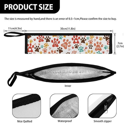 Cute Paw Reusable Flatware Sets Knife, Fork, Spoon, Chopsticks, Portable Travel Stainless Steel Tableware Dinnerware with Carrying Handle 11.8 Inch Camping Organizer