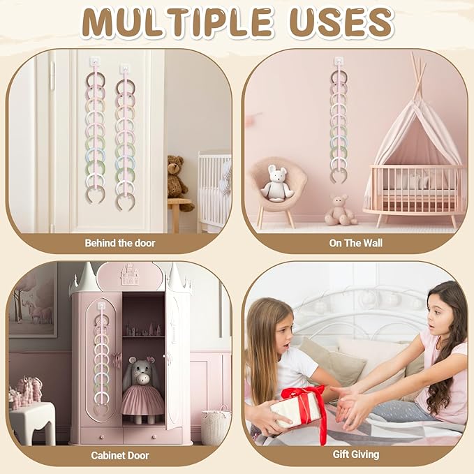 Norme 3 Pcs 3.3FT Extended Headband Holder Organizer Wall Hanging Hairband Storage for Women Hair Hoop Display Headband Hair Accessories Organizer for Bedroom, Dorm & Closet(Pink)