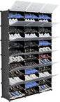 12 Tier Portable Shoe Rack Organizer, 72 Pair Covered Shoe Storage Shelves Rack,36 Grids Expandable Shelf Storage Cabinet Stand for Heels,Boots,Slippers,Perfect For Entryway,Hallway (Black)