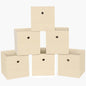 Foldable Storage Cubes Bins ,11 Inch Cloth Storage Cube Fabric Storage Box Cubes Organizer Baskets with Handles for Home Organizer Set of 6 (Creamy-White)