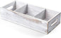 14 Inch Farmhouse White Bathroom Basket with Removable Dividers - 3 Comparments Wood Toilet Paper Basket for Back of Toilet Tank Topper - White Storage Organizer for Bathroom Pantry Organization