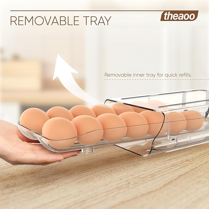 theaoo Soda Can Dispenser for Refrigerator with Lids AND Egg Holder for Fridge
