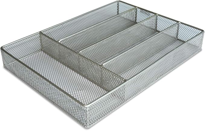 Mesh Flatware and Utensil Drawer Organizer (5 Compartments)