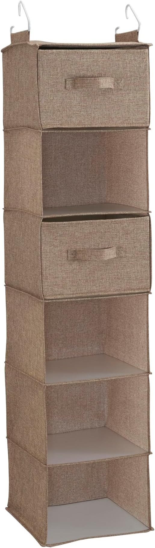 Household Essentials 6 Shelf Hanging Closet Organizer, Hanging Closet Shelf, Fabric Poly Linen and PEVA Shelving, Beige