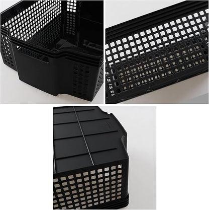 Large Storage Basket, Stackable Open Storage Bin, Black, Pack of 2, F