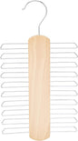 Amazon Basics 20 Bar Wooden Tie Hanger & Belt Rack, Closet Organizer, Natural, 2-Pack