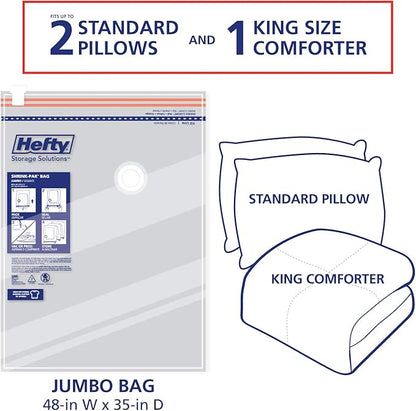 Shrink-Pak Space Bags Vacuum Storage Bags for Bedding Jumbo Compression 3 Pack Clear for Comforters Blankets (3 Jumbo/Bedding Solo)