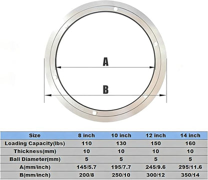 Aluminium Alloy Turntable Bearing Heavy Duty Lazy Susan Metal Rotating Hardware Turntable Bearing Ring Base Only (10 inch)