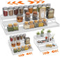 Expandable Spice Rack Organizer for Cabinet - 3 Tier Adjustable Cabinet Spice Organizer Easy Visibility - Spice Organizer for Cabinet Countertop Cupboard Pantry Organization (White)