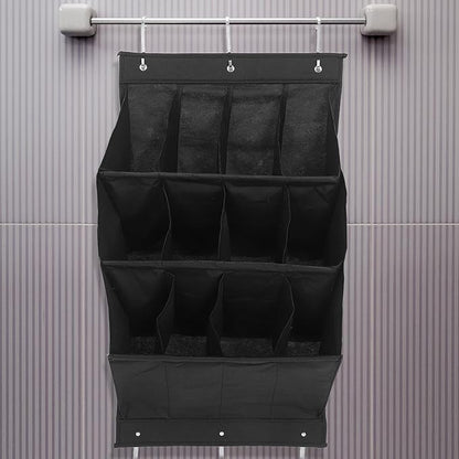 Operitacx Foldable Over-the-door Shoe Organizer 12-grid Hanging Storage Rack for Sneakers Boots Slippers Breathable Vertical Shoe Rack for Closet Door