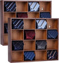 Tie Organizer Wall Mounted Tie Rack,Tie Box for Men,Tie Box Organizer with 16 Compartments，Tie Display Racks for Bedroom, Changing Room, Men Wardrobe(Brown,2 PCS)