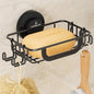 LEVERLOC Bar Soap Holder for Shower with Hoos, Suction Cup Soap Dish Rustproof Stainless Steel for Bathroom Accessories, Sponge Saver Black