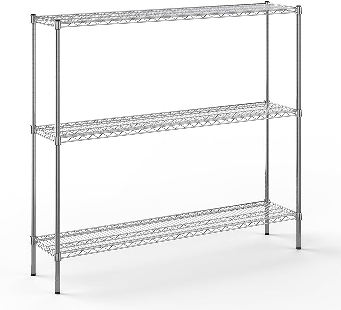 14" Deep x 60" Wide x 54" Height Wire Shelving Kit | 3-Tier | NSF Commercial Storage Rack Unit