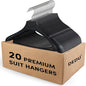 DEDU Suit Hangers for Men 20 Pack, Coat Hangers Non Slip Width 17.7", Black Extra WideThick Plastic with Pants Bar & Metal Hook