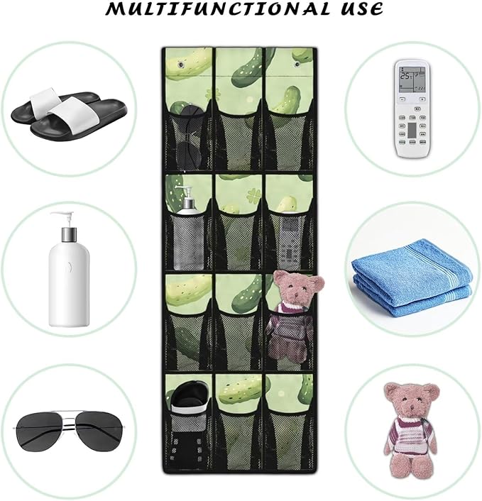 Cucumber Over The Door/Wall Shoe Organizer,Nursery Organization,12 Compartment Breathable Mesh Pocket Over the Door Hanging Shoe Bag,Closet Shoe Hanging Bag,Breathable Organizer