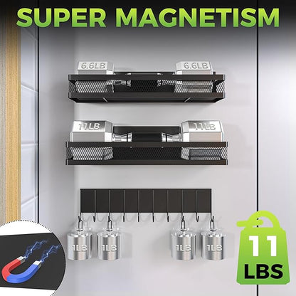 5 Pack Strong Magnetic Spice Rack for Refrigerator on Oven, Movable Kitchen Organizers and Storage for Spices Shelf, Wall Mounted Spice Rack Metal Fridge Shelf for Kitchen in Black
