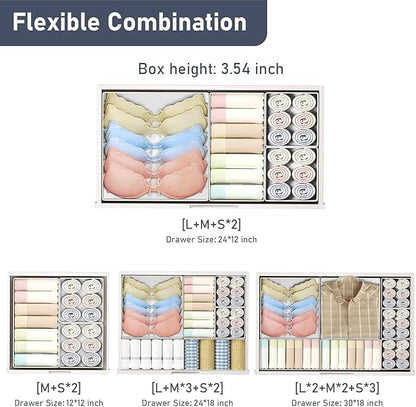 DIMJ Drawer Organizer Clothes 26 Pack - Foldable Baby Organizers and Storage Dresser Organizer for Bedroom, Closet Nursery Organization Dresser Dividers for underwear, Sock, Bra, Belt, Tie