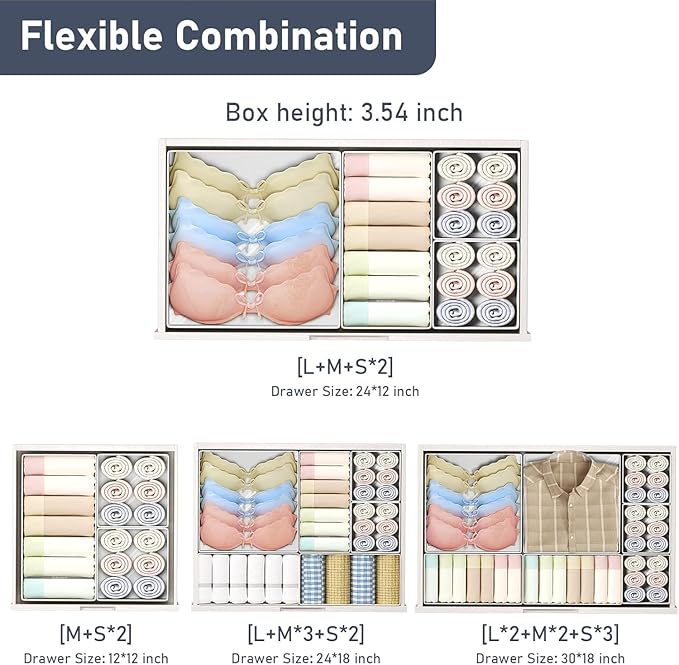 DIMJ Drawer Organizer Clothes 28 Pack - Foldable Baby Organizers and Storage Dresser Organizer for Bedroom, Closet Nursery Organization Dresser Dividers for underwear, Sock, Bra, Belt, Tie