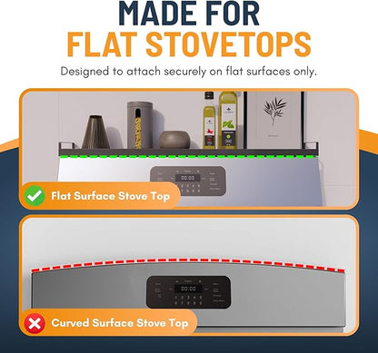 Extendable Steel Over the Stove Shelf for Back of Stove (16 to 30 Inches) Magnetic Stove Top Shelf for Kitchen Stove, Over Stove Shelf for Back of Stove - Over the Stove Spice Rack Shelf