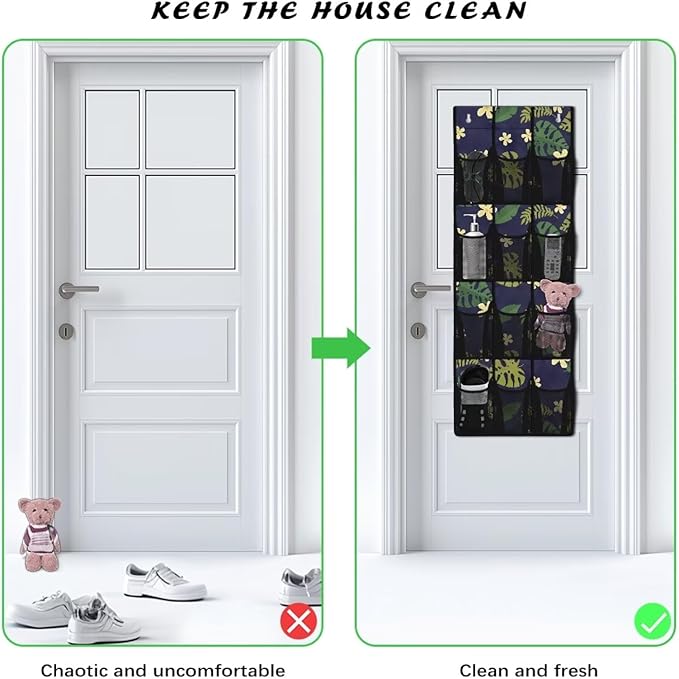 Monstera Over the Door Shoe Organizer 12 Large Mesh Pockets Sturdy Oxford Fabric Shoe Rack for Door Hanging Shoe Organizer